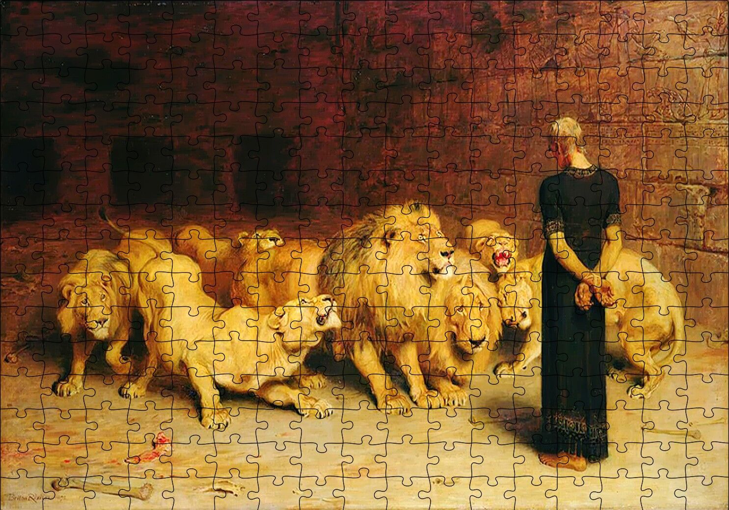 Aslan Terbiyecisi ve Aslanlar Puzzle Yapboz MDF Ahşap 255 Parça 34 cm X 49 cm