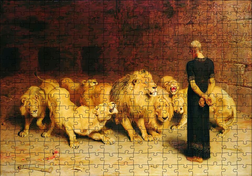 Aslan Terbiyecisi ve Aslanlar Puzzle Yapboz MDF Ahşap 255 Parça 34 cm X 49 cm