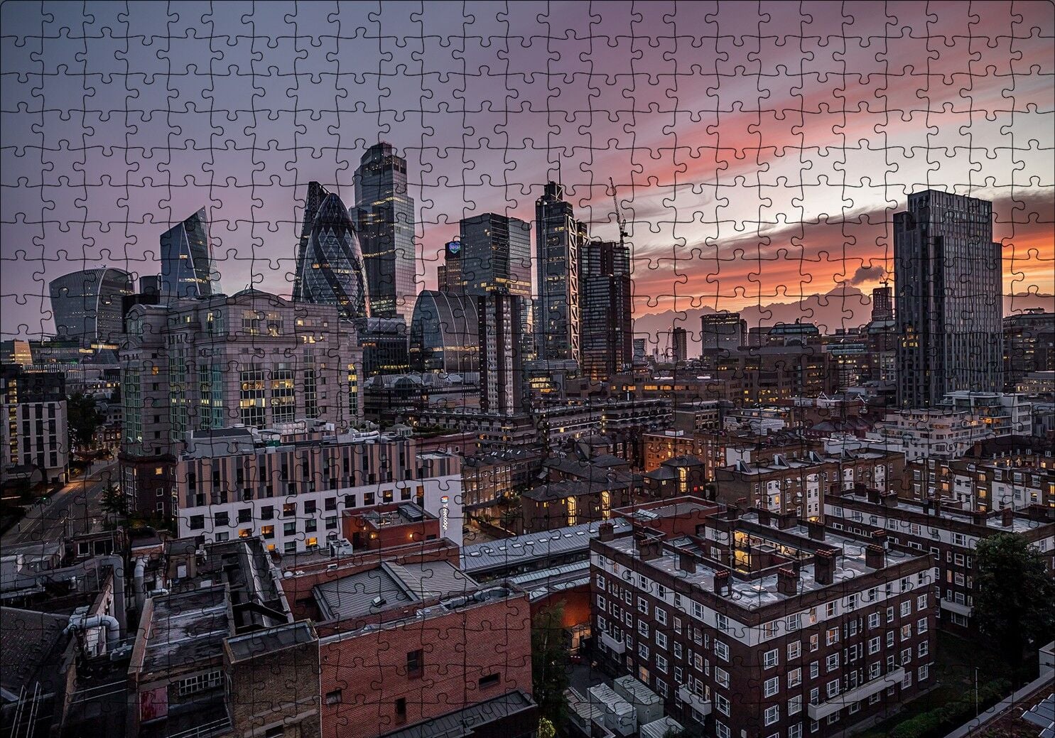 Akşamüzeri Şehir Manzarası Puzzle Yapboz MDF Ahşap 500 Parça 49 cm X 68 cm