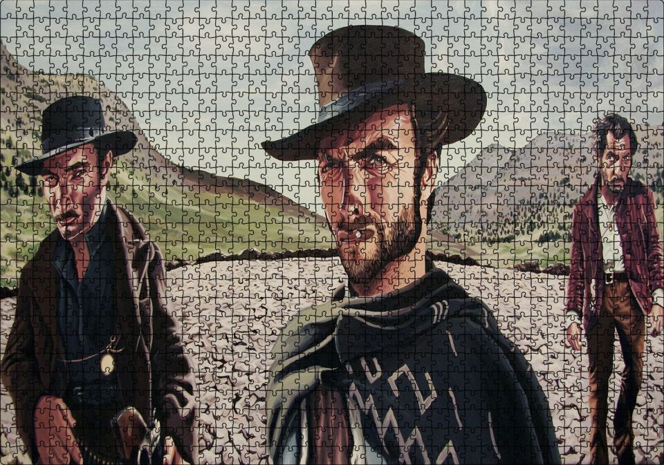 İyi Kötü Çirkin Karikatürize Puzzle Yapboz MDF Ahşap 1000 Parça 49 cm X 68 cm