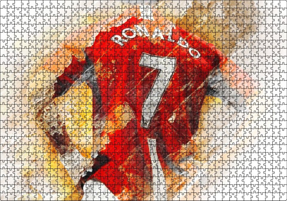 Numara 7 Formalı Ronaldo Sırt Görünüm Puzzle Yapboz MDF Ahşap 1000 Parça 49 cm X 68 cm