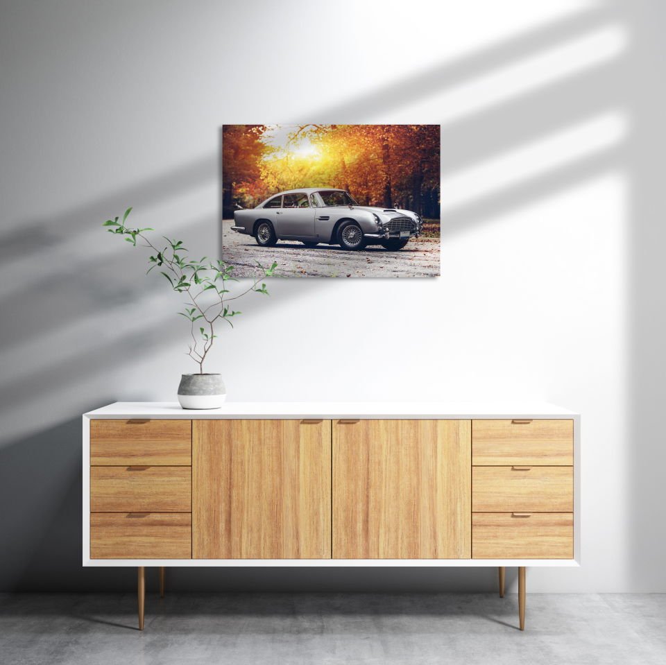 Aston Martin Klasik Otomobil MDF Akşap Duvar Tablo 35x50 cm