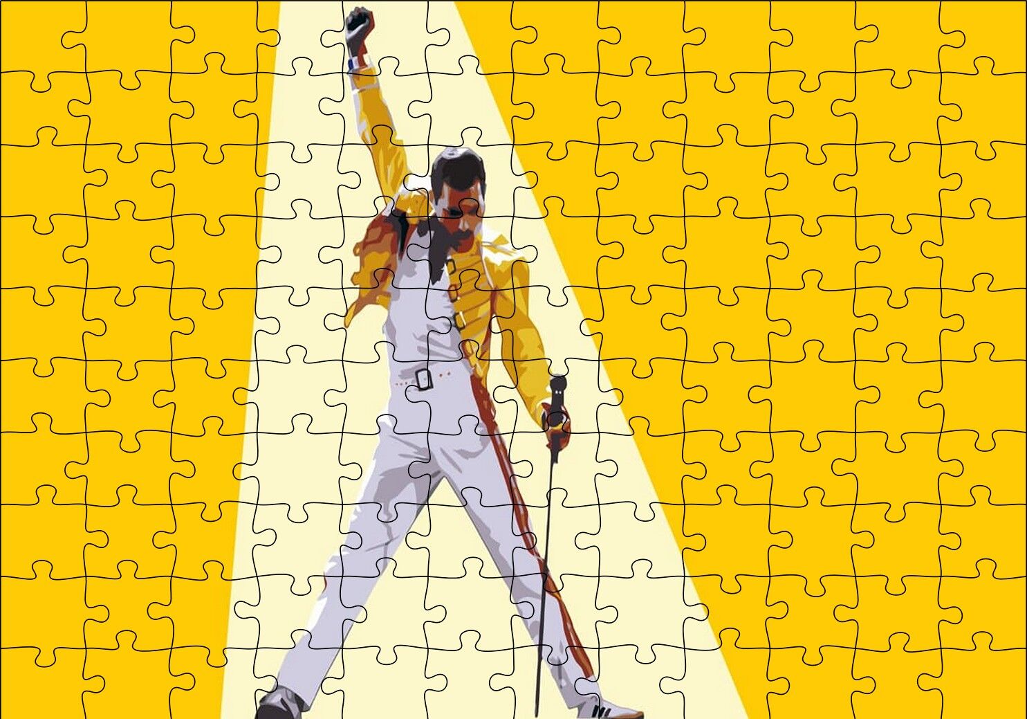 Freddie Mercury Sarı Zemin Puzzle Yapboz MDF Ahşap 120 Parça 24 cm X 34 cm