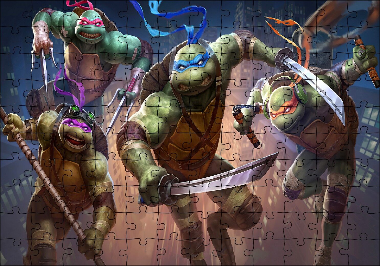 Genç Mutant Ninca Kablumbağalar Görseli Puzzle Yapboz MDF Ahşap 120 Parça 24 cm X 34 cm