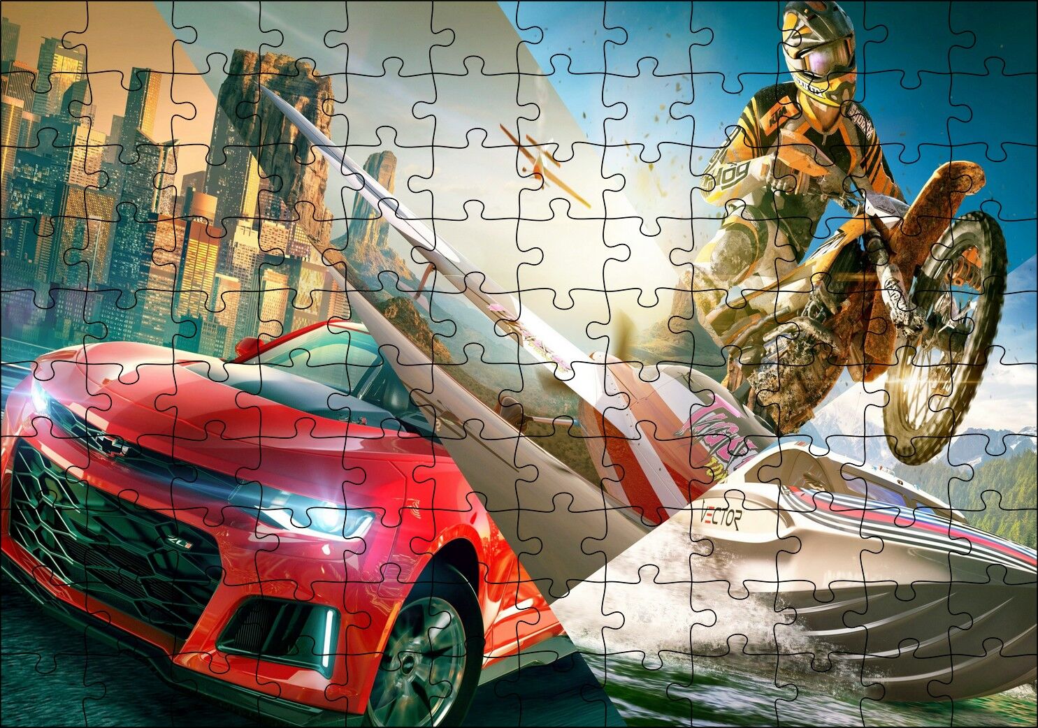 The Crew 2 Video Game 2018 Görseli Puzzle Yapboz MDF Ahşap 120 Parça 24 cm X 34 cm