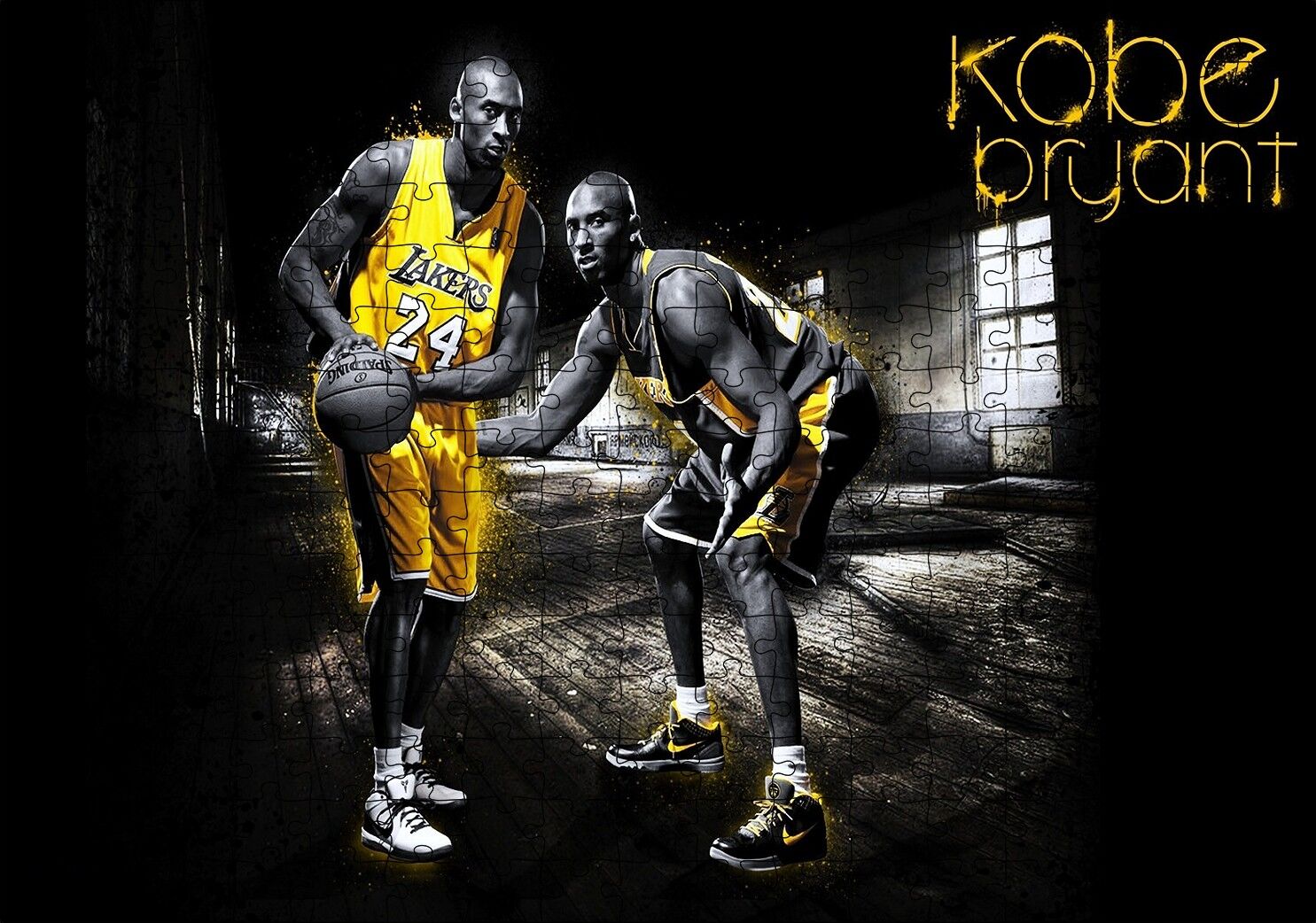 Kobe Bryant Los Angeles Lakers Puzzle Yapboz MDF Ahşap 255 Parça 34 cm X 49 cm