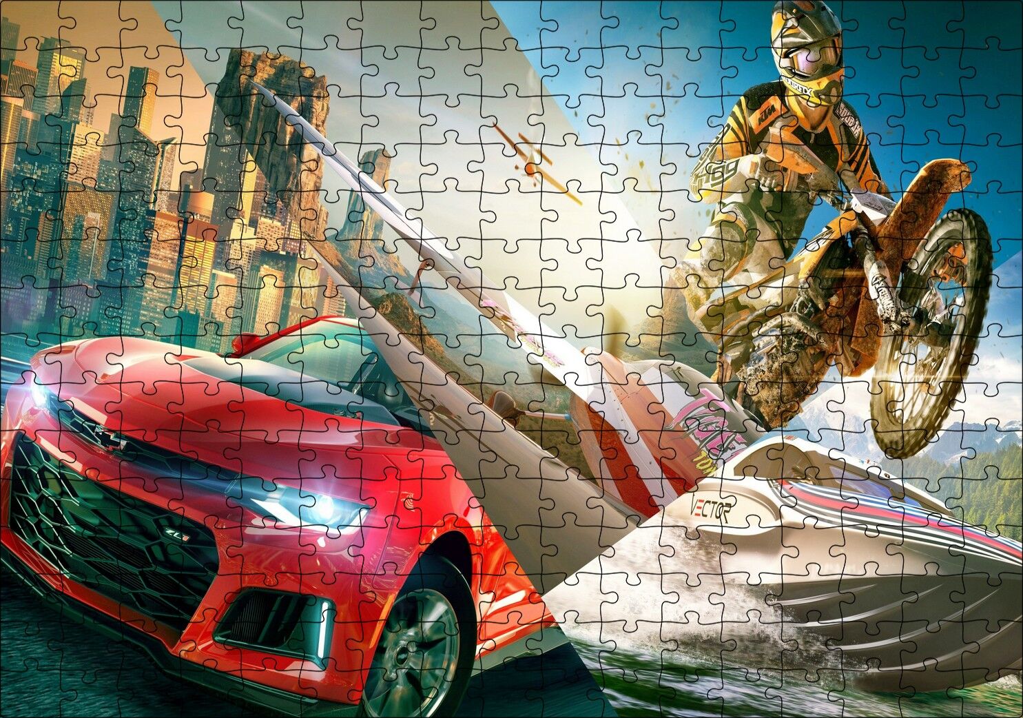 The Crew 2 Video Game 2018 Görseli Puzzle Yapboz MDF Ahşap 255 Parça 34 cm X 49 cm