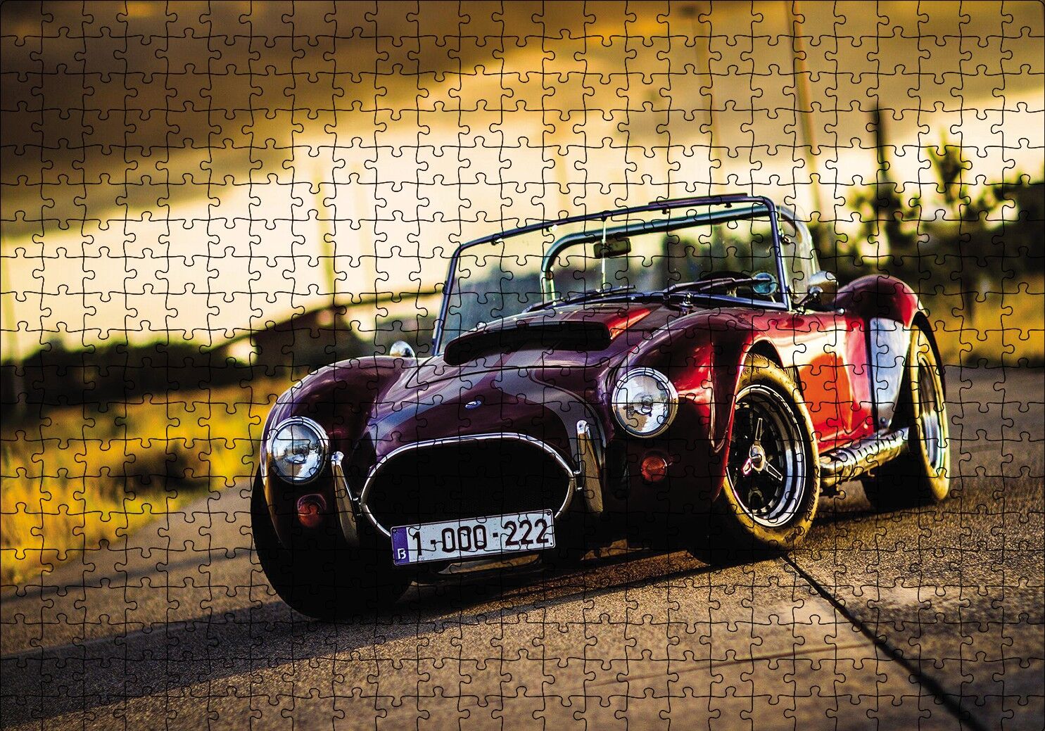 Klasik Bordo Otomobil Puzzle Yapboz MDF Ahşap 500 Parça 49 cm X 68 cm