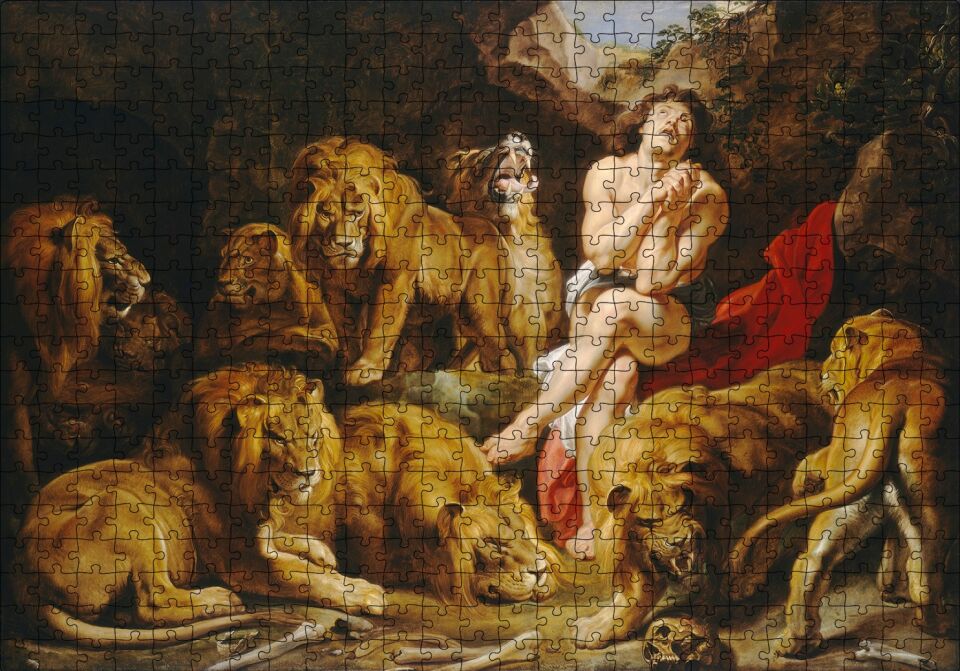 Aslanlara Atılan Daniel'ın Yakarışı Puzzle Yapboz MDF Ahşap 500 Parça 49 cm X 68 cm