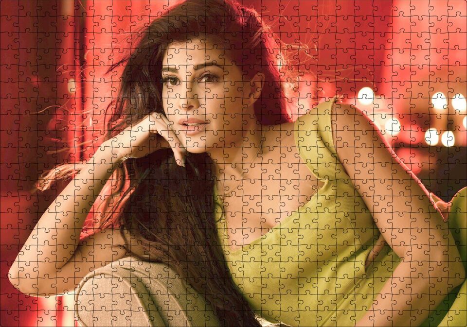 Jacqueline Fernandez Hint Aktris Puzzle Yapboz MDF Ahşap 500 Parça 49 cm X 68 cm