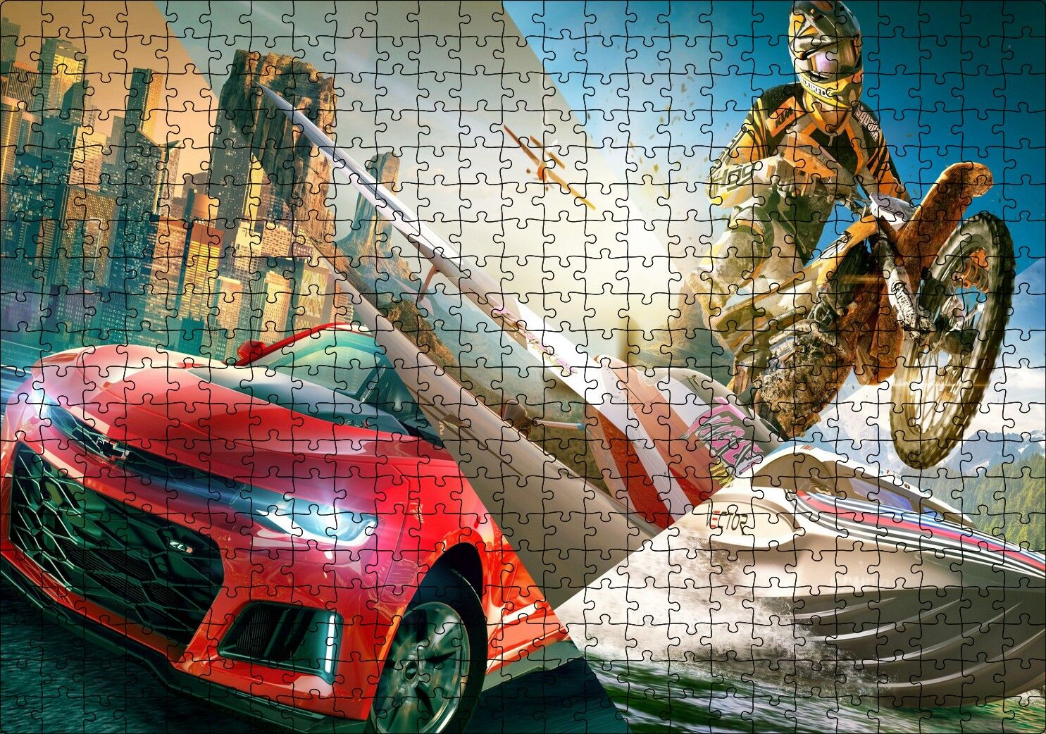 The Crew 2 Video Game 2018 Görseli Puzzle Yapboz MDF Ahşap 500 Parça 49 cm X 68 cm