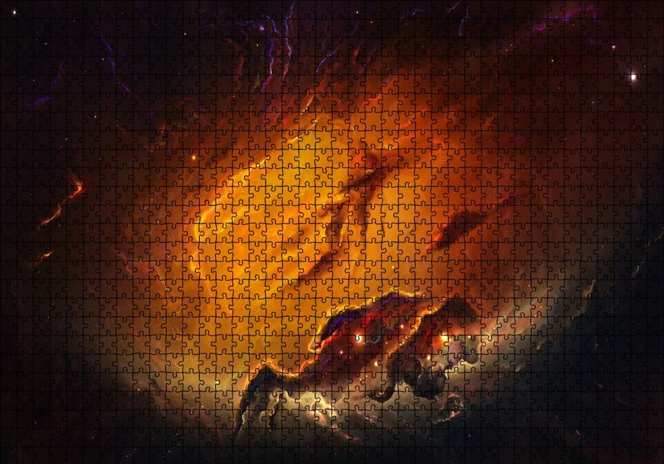 Kızıl Nebula ve Yıldızlar Puzzle Yapboz MDF Ahşap 1000 Parça 49 cm X 68 cm