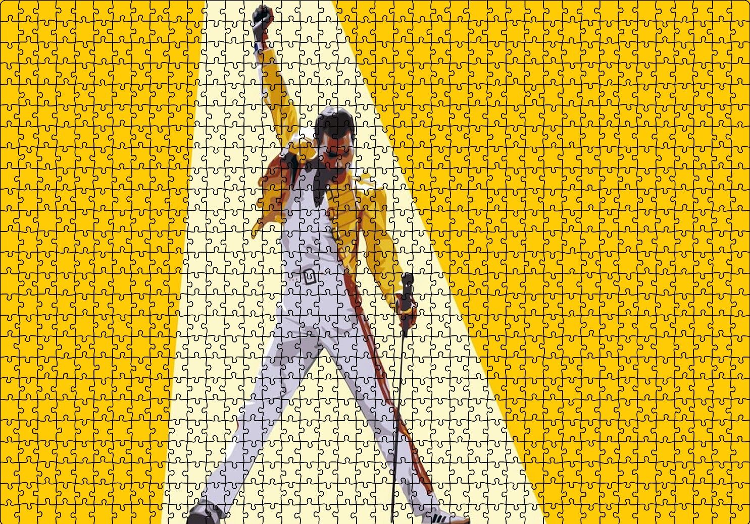Freddie Mercury Sarı Zemin Puzzle Yapboz MDF Ahşap 1000 Parça 49 cm X 68 cm