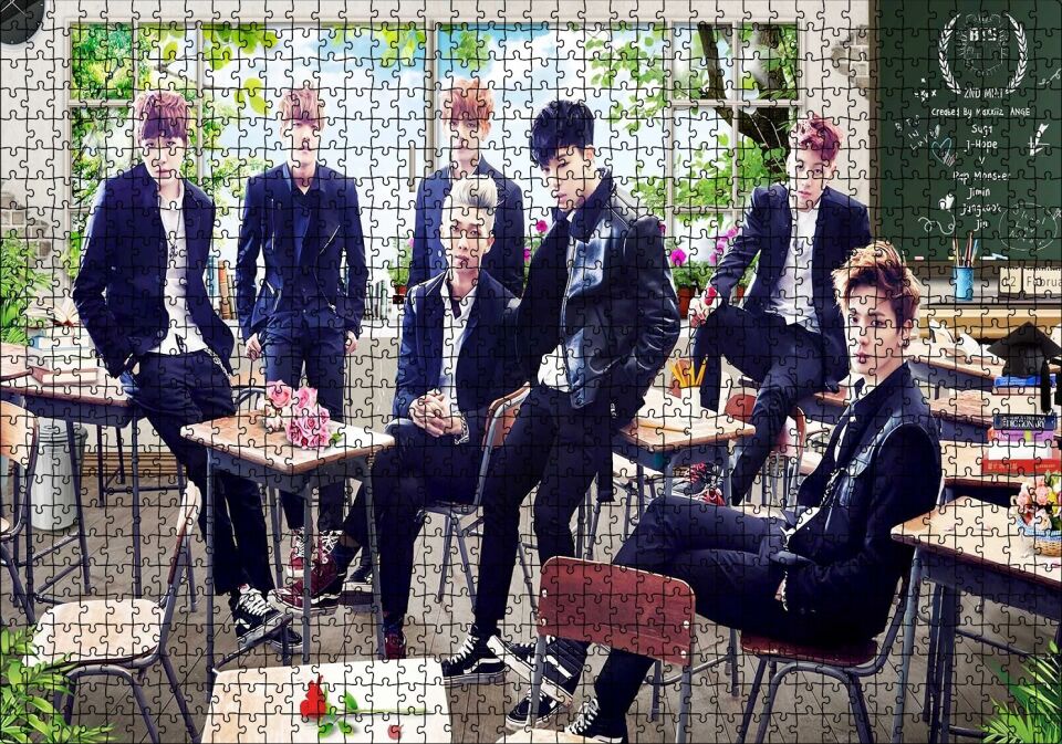 BTS Koreli Gençler Puzzle Yapboz MDF Ahşap 1000 Parça 49 cm X 68 cm