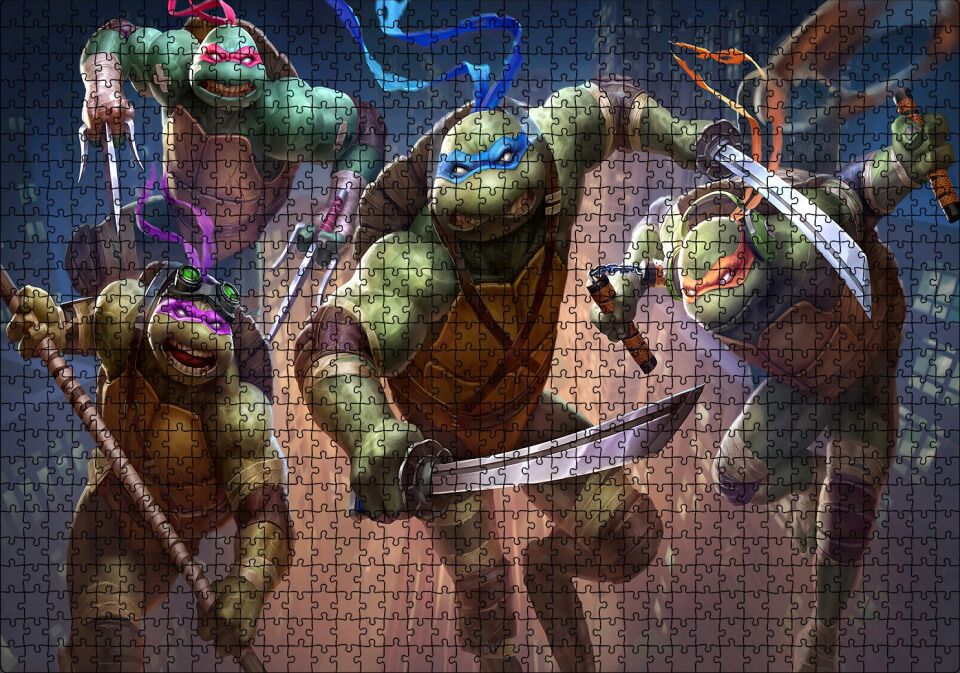 Genç Mutant Ninca Kablumbağalar Görseli Puzzle Yapboz MDF Ahşap 1000 Parça 49 cm X 68 cm