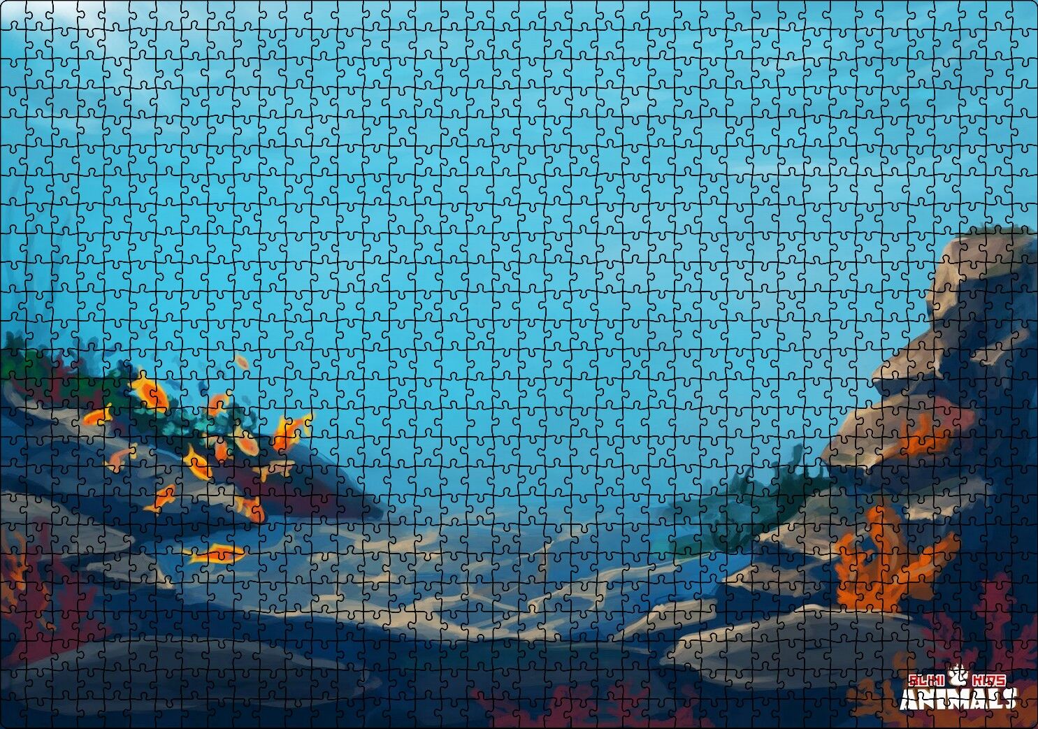 Okyanus Dibinde Turuncu Balıklar Kum ve Kayalar Puzzle Yapboz MDF Ahşap 1000 Parça 49 cm X 68 cm