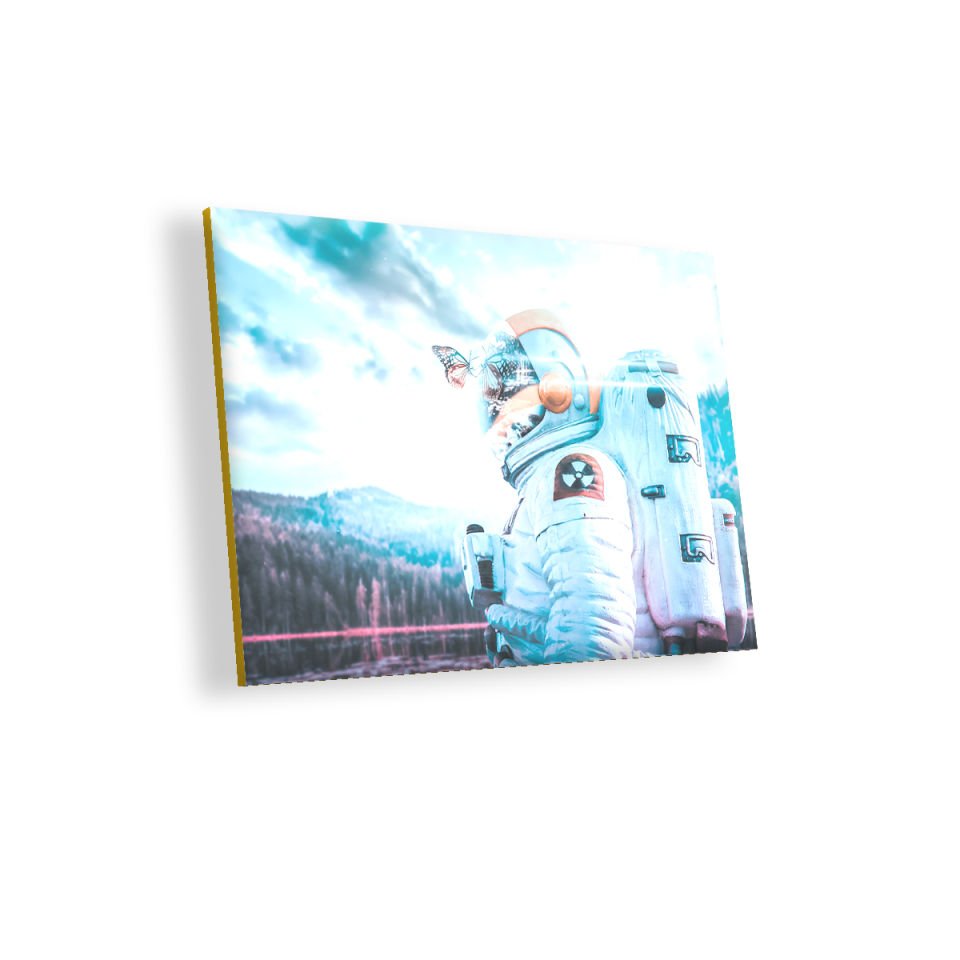 Astronot Kelebek Doğa MDF Akşap Duvar Tablo 50x70 cm