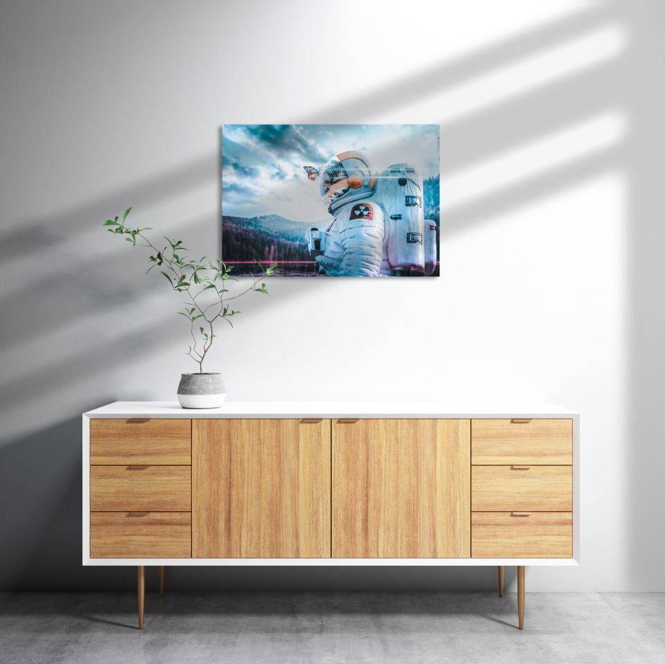 Astronot Kelebek Doğa MDF Akşap Duvar Tablo 50x70 cm