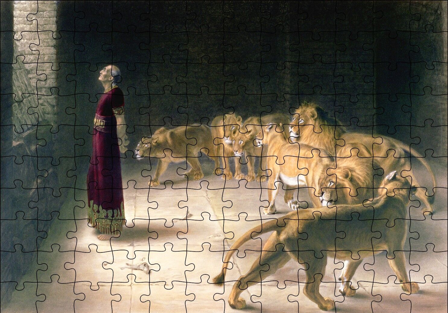 Aslanlara Atılan Danyal Peygamber Puzzle Yapboz MDF Ahşap 120 Parça 24 cm X 34 cm