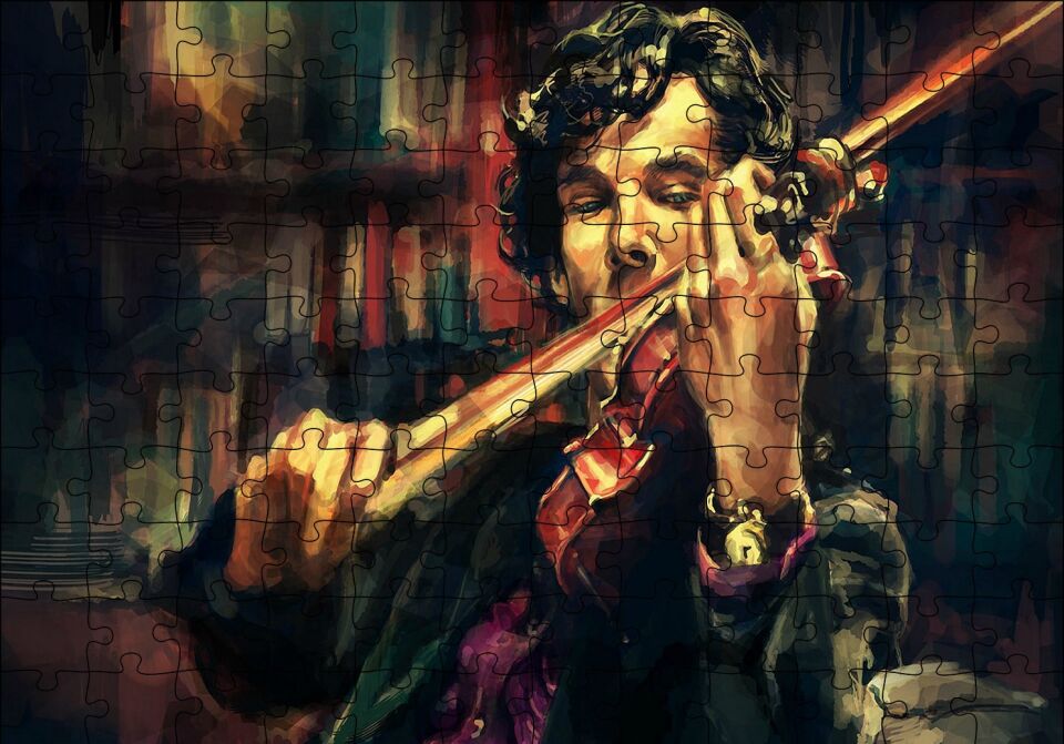 Sherlock Benedict Cumberbatch Keman Puzzle Yapboz MDF Ahşap