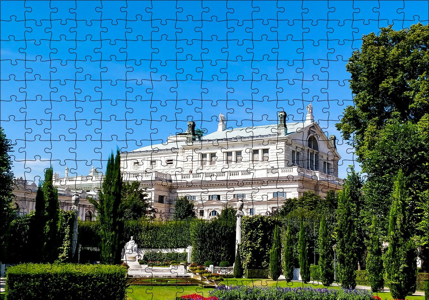Beyaz Malikane ve Bahçesi Puzzle Yapboz MDF Ahşap 255 Parça 34 cm X 49 cm