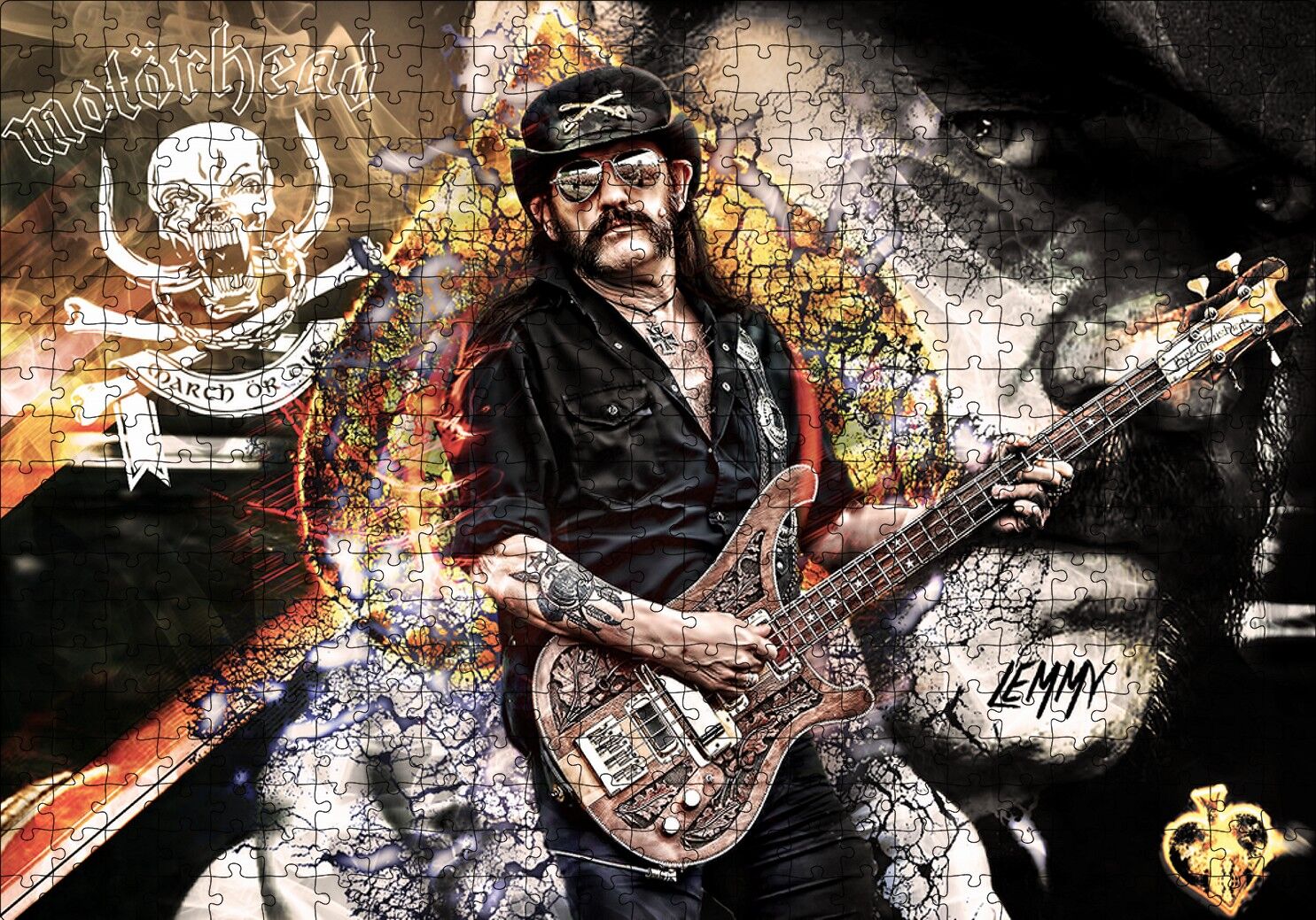 Motörhead Lemmy Kilmister Puzzle Yapboz MDF Ahşap 500 Parça 49 cm X 68 cm