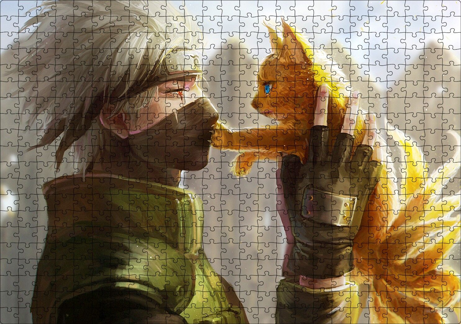 Naruto Anime Kedi Görseli Puzzle Yapboz MDF Ahşap 500 Parça 49 cm X 68 cm