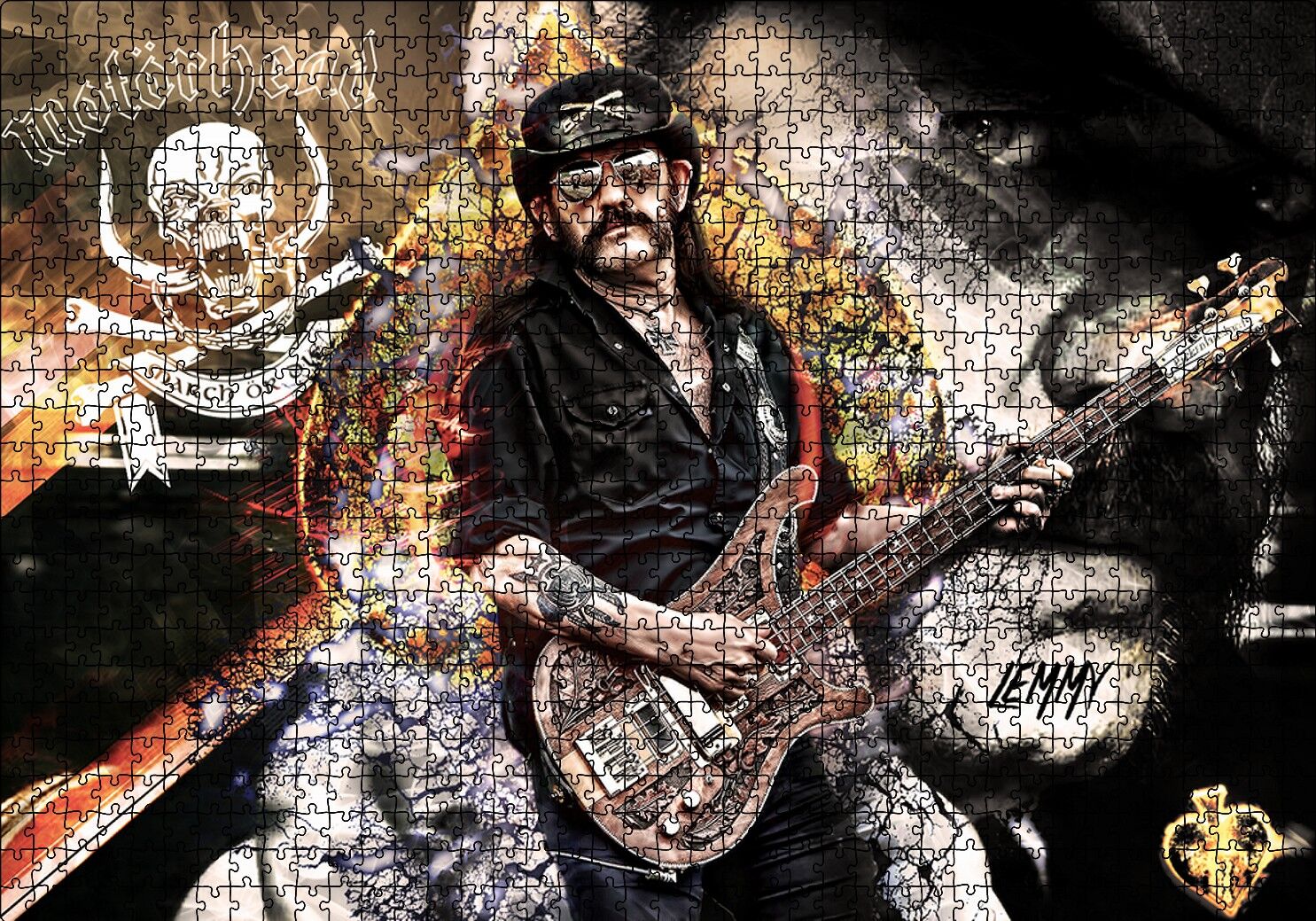 Motörhead Lemmy Kilmister Puzzle Yapboz MDF Ahşap 1000 Parça 49 cm X 68 cm