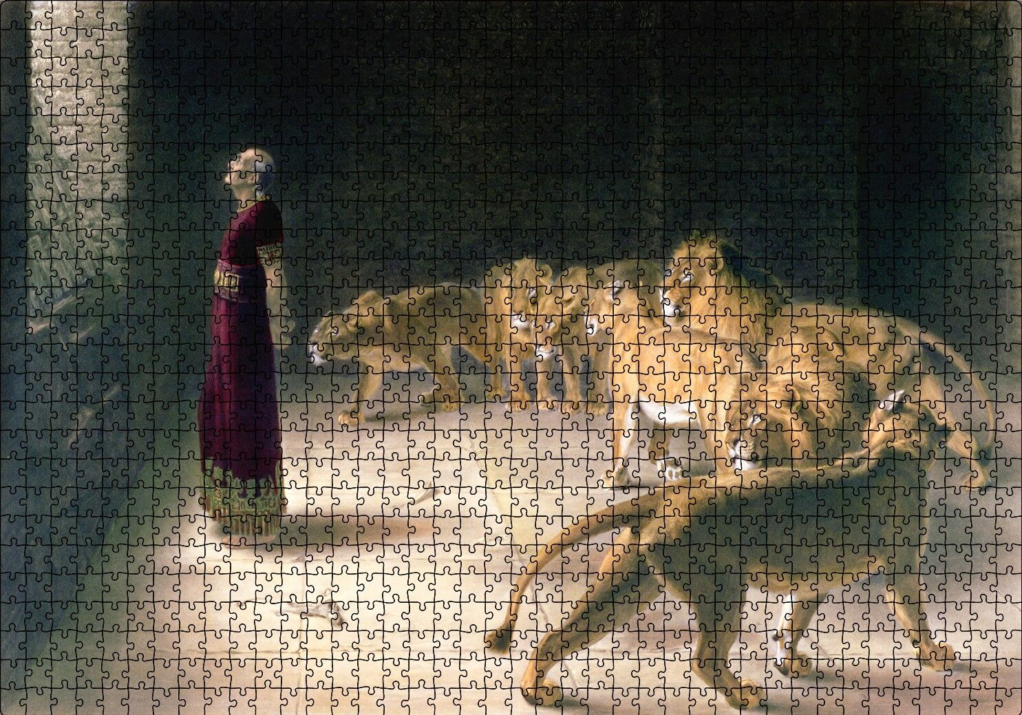 Aslanlara Atılan Danyal Peygamber Puzzle Yapboz MDF Ahşap 1000 Parça 49 cm X 68 cm