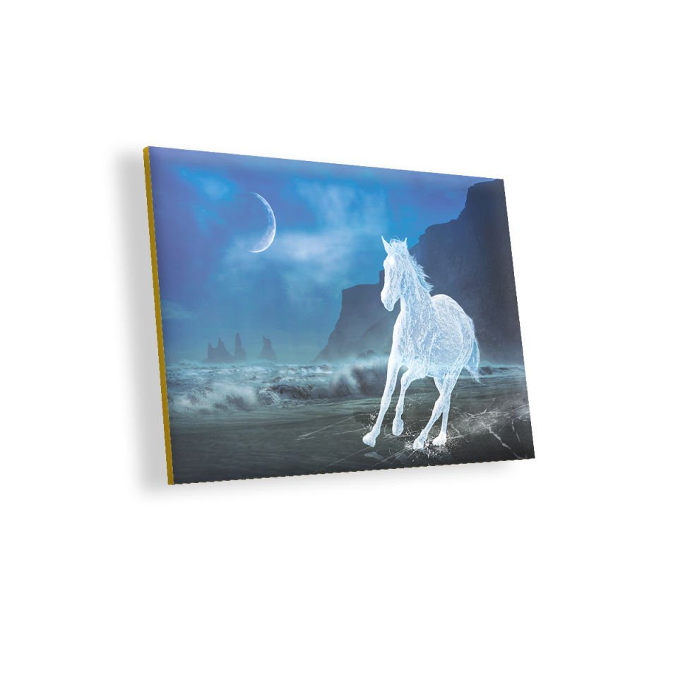 Buzlu At Gece Fantastik MDF Akşap Duvar Tablo 25x35 cm
