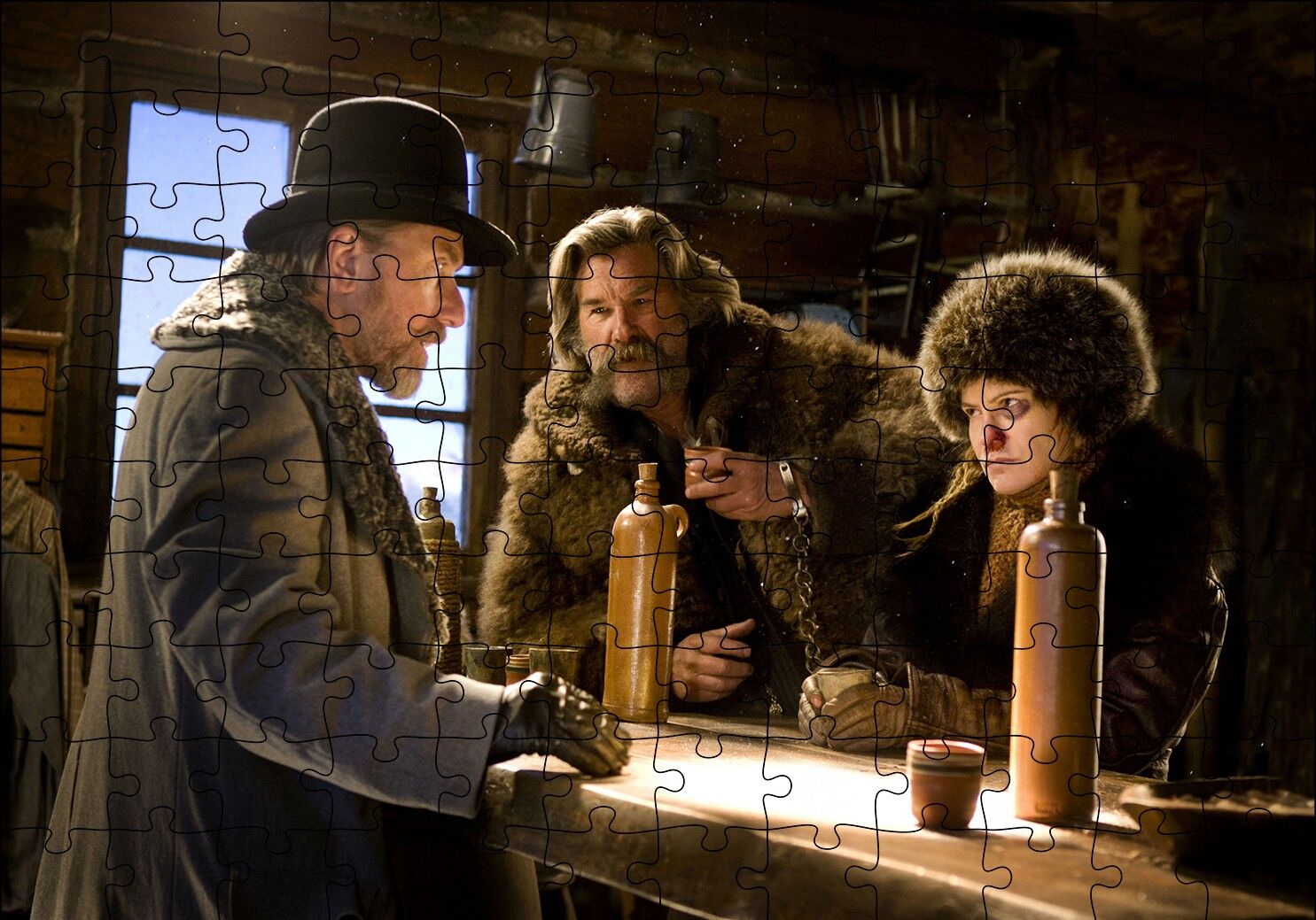 Nefret Sekizlisi Kurt Russell Tim Roth Jennifer J Leigh Puzzle Yapboz MDF Ahşap 120 Parça 24 cm X 34 cm