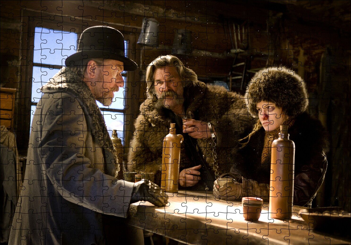Nefret Sekizlisi Kurt Russell Tim Roth Jennifer J Leigh Puzzle Yapboz MDF Ahşap 255 Parça 34 cm X 49 cm