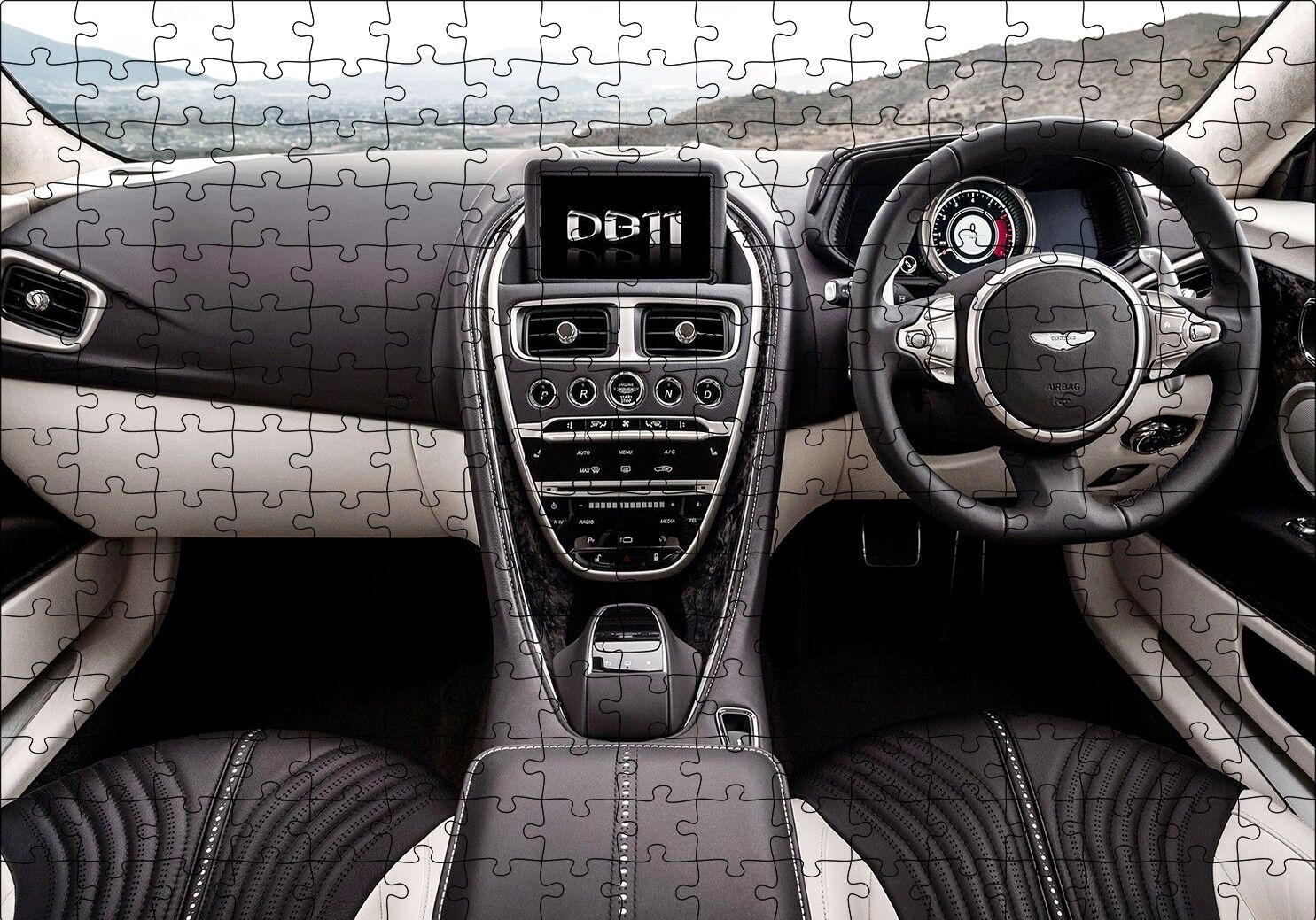 Aston Martin DB11 Kokpit Puzzle Yapboz MDF Ahşap 255 Parça 34 cm X 49 cm