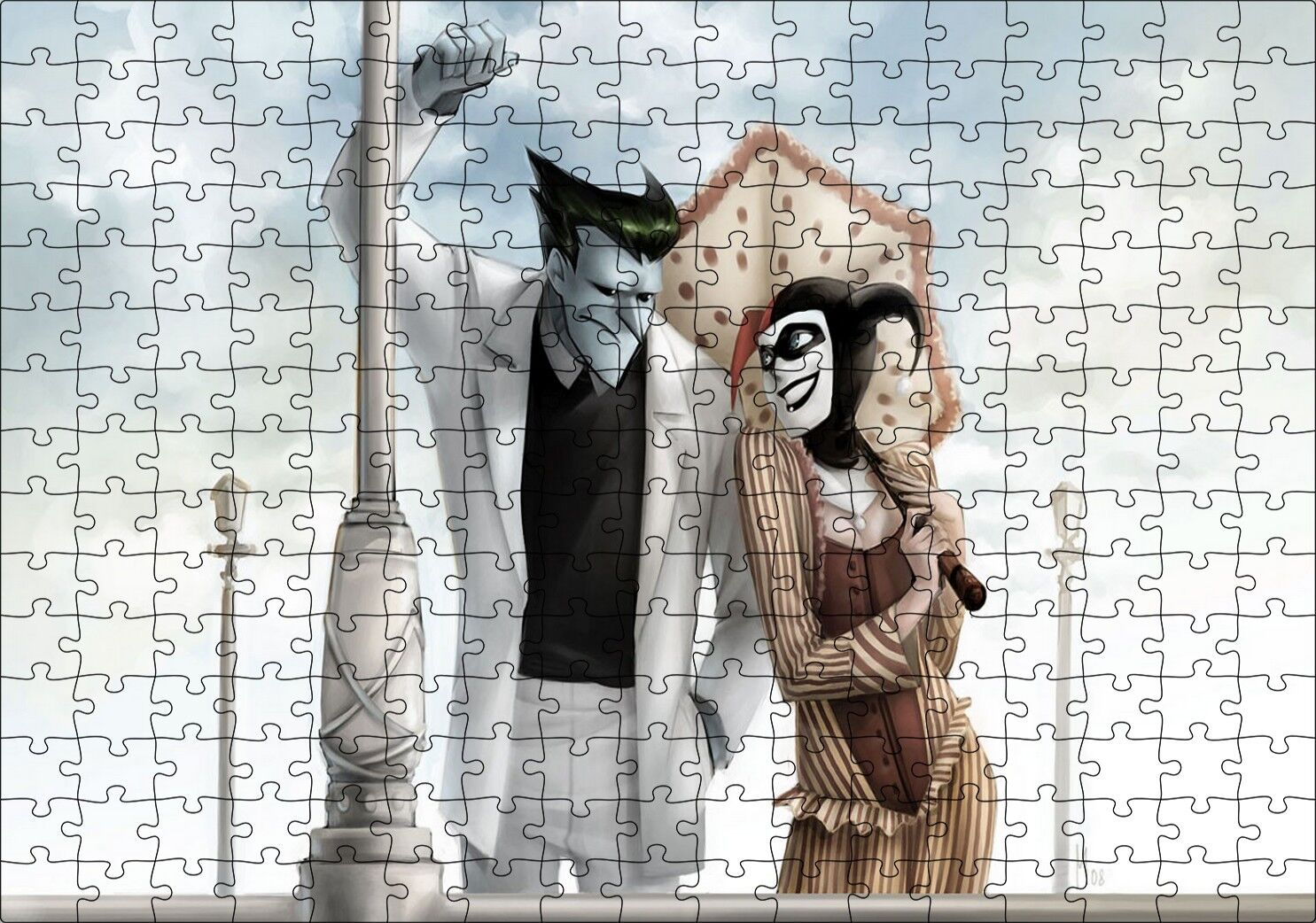 Joker Harley Quinn Aşkı Animasyon Görseli Puzzle Yapboz MDF Ahşap 255 Parça 34 cm X 49 cm