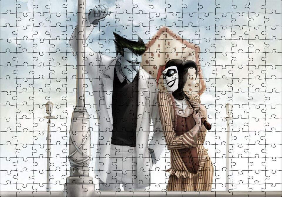 Joker Harley Quinn Aşkı Animasyon Görseli Puzzle Yapboz MDF Ahşap 255 Parça 34 cm X 49 cm
