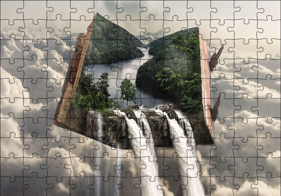 Fantastik Kitap İçinde Doğa Puzzle Yapboz MDF Ahşap