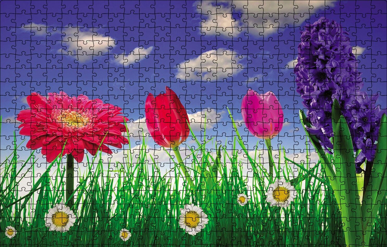 Bahar Çiçekleri Puzzle Yapboz MDF Ahşap 500 Parça 49 cm X 68 cm