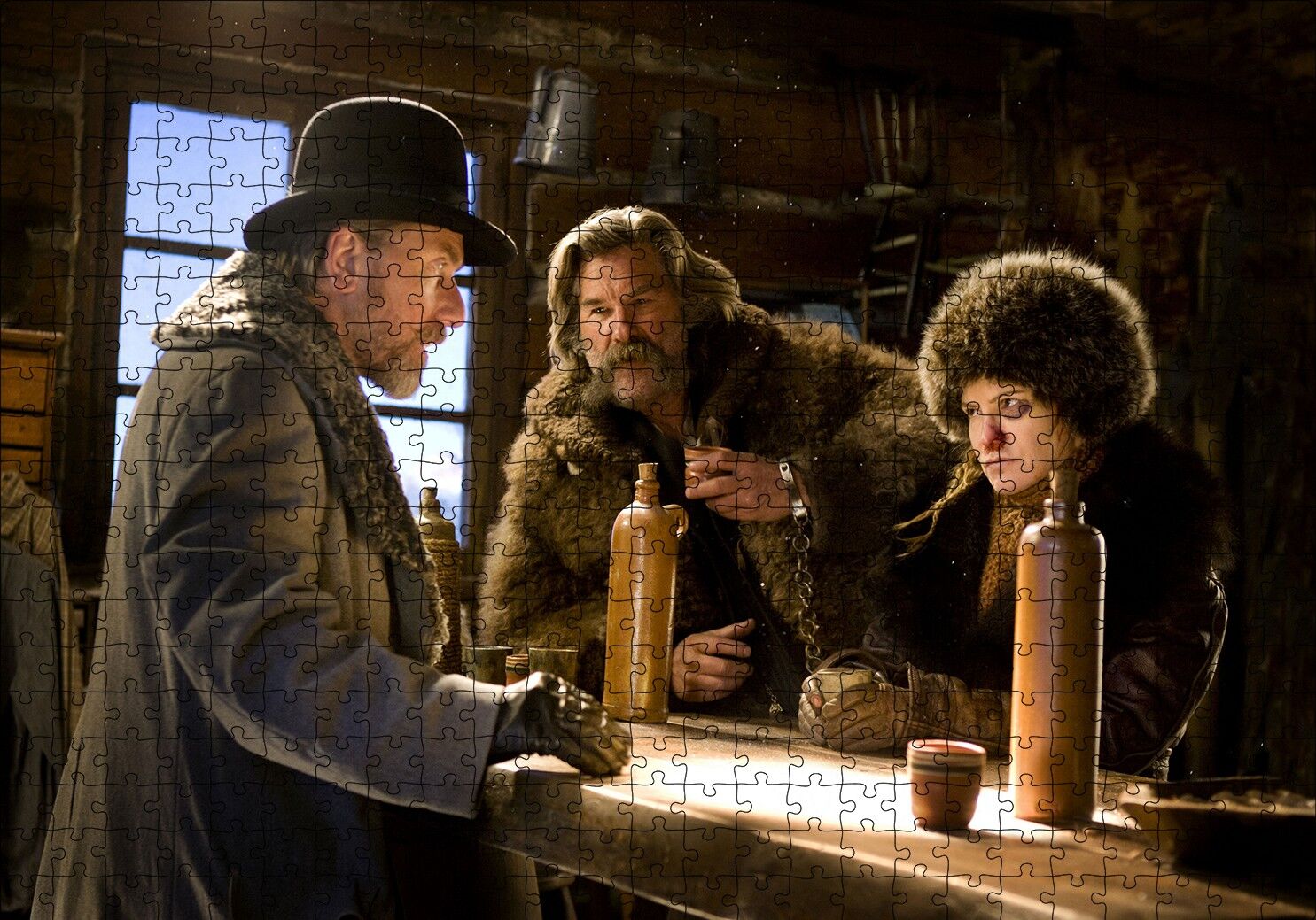 Nefret Sekizlisi Kurt Russell Tim Roth Jennifer J Leigh Puzzle Yapboz MDF Ahşap 500 Parça 49 cm X 68 cm