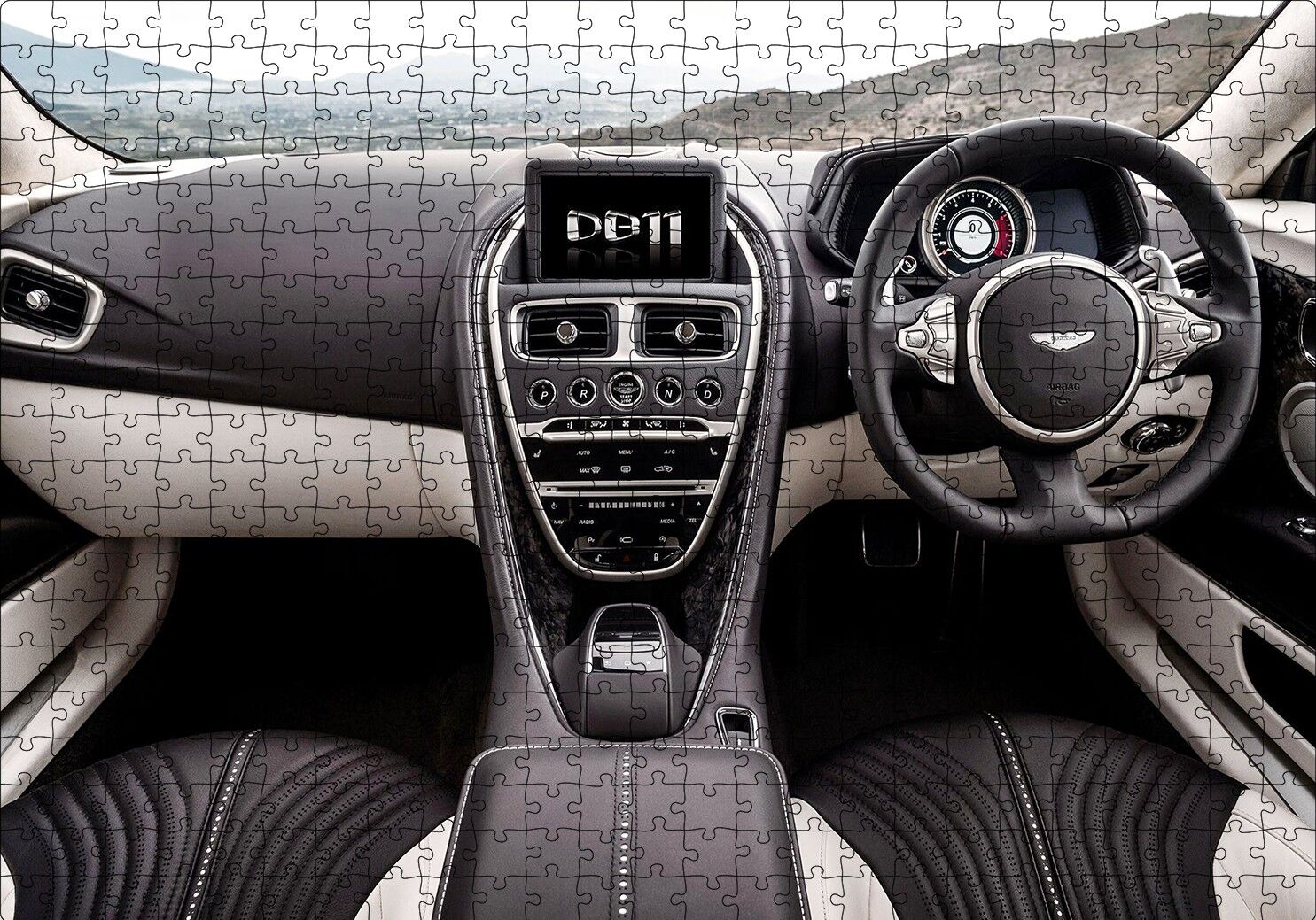 Aston Martin DB11 Kokpit Puzzle Yapboz MDF Ahşap 500 Parça 49 cm X 68 cm