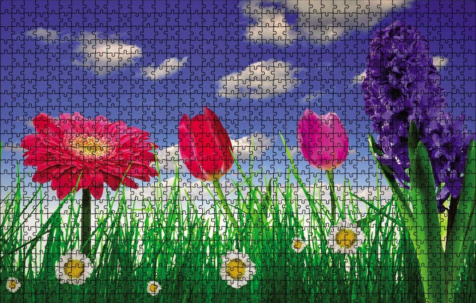 Bahar Çiçekleri Puzzle Yapboz MDF Ahşap 1000 Parça 49 cm X 68 cm
