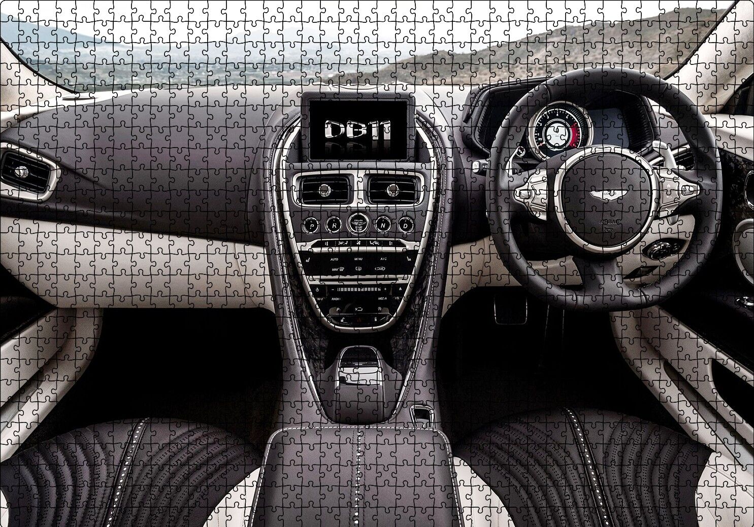 Aston Martin DB11 Kokpit Puzzle Yapboz MDF Ahşap 1000 Parça 49 cm X 68 cm