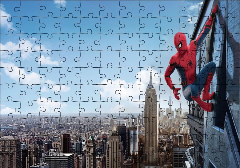Spider-Man Gökdelen Sörfü Puzzle Yapboz MDF Ahşap