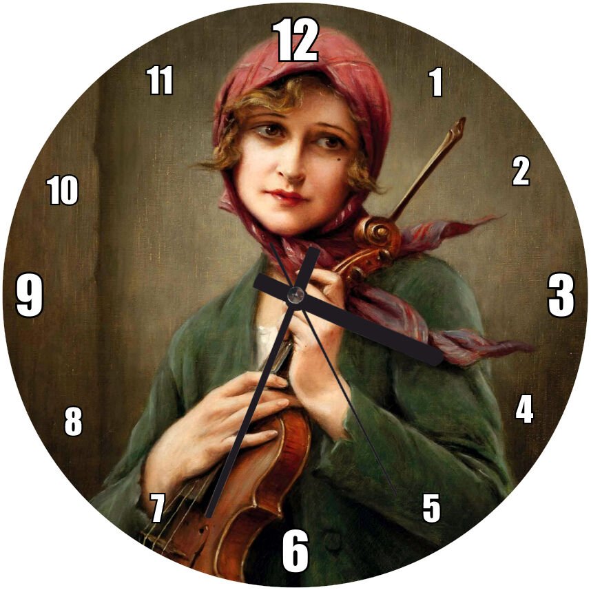François Martin Kavel Fransa 1861 1931  Catherine La Rose  Çalışması Mdf Ahşap Duvar Saati 50 cm Çap