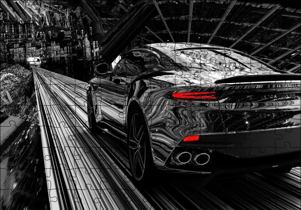 Aston Martin Superleggera Volante Siyah Puzzle Yapboz MDF Ahşap 120 Parça 24 cm X 34 cm
