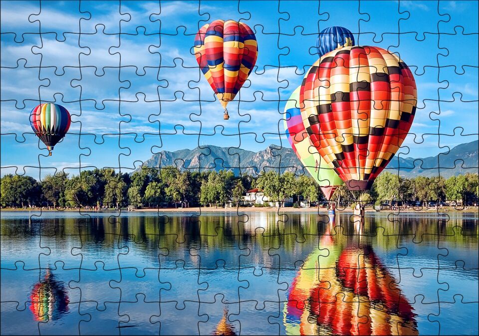 Coloradoda Sıcak Hava Balonları Görseli Puzzle Yapboz MDF Ahşap 120 Parça 24 cm X 34 cm
