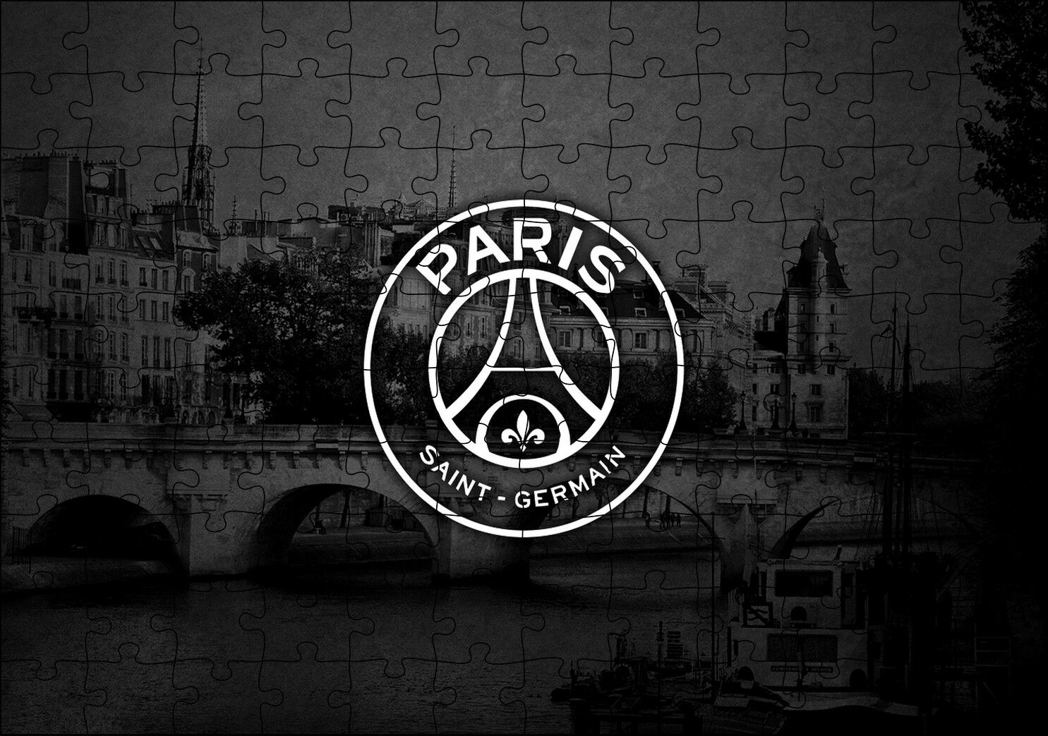 Paris Saint Germain Logosu Paris Arka Plan Puzzle Yapboz MDF Ahşap 120 Parça 24 cm X 34 cm