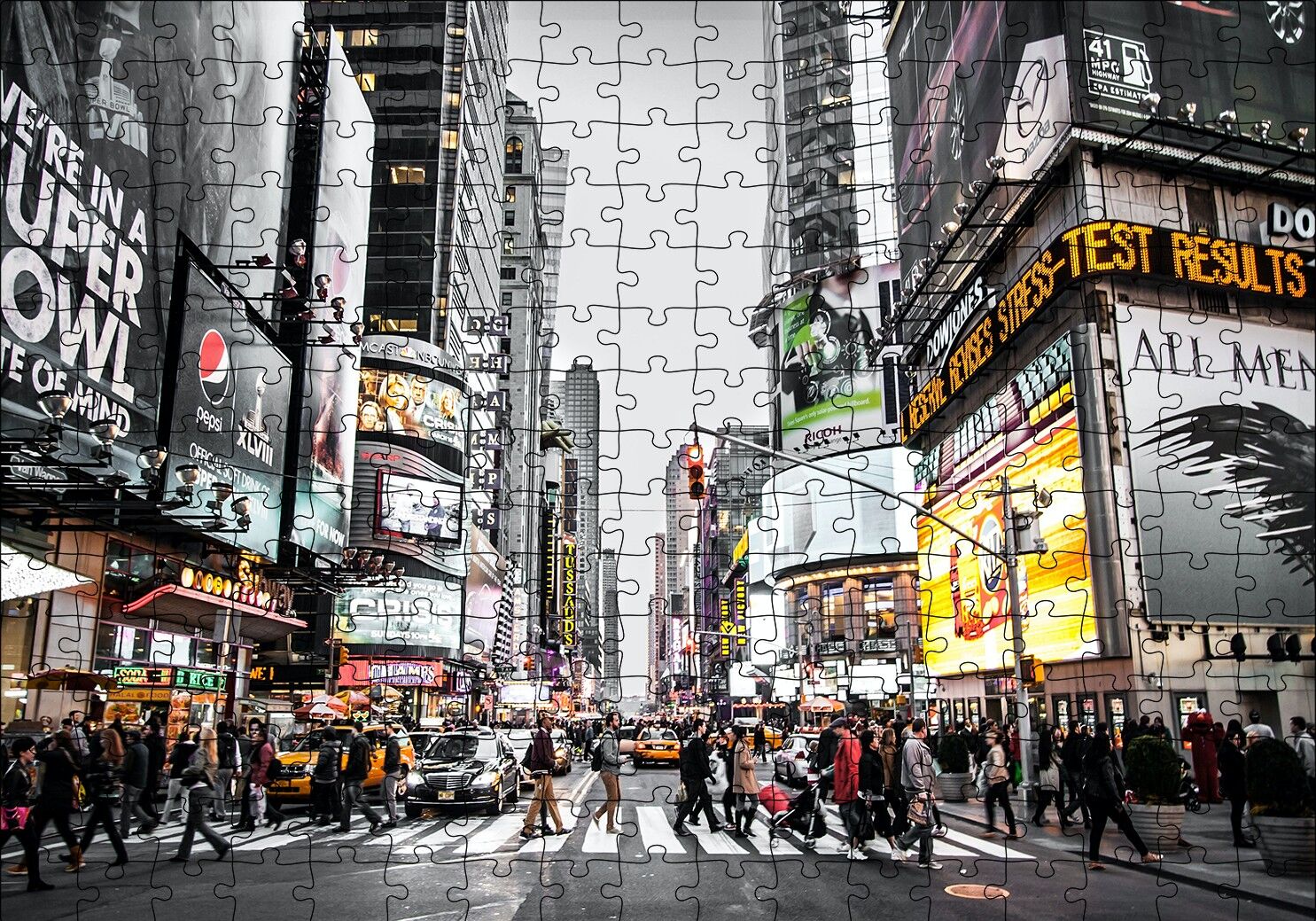 Büyükşehir Karmaşası ve İnsanlar Puzzle Yapboz MDF Ahşap 255 Parça 34 cm X 49 cm