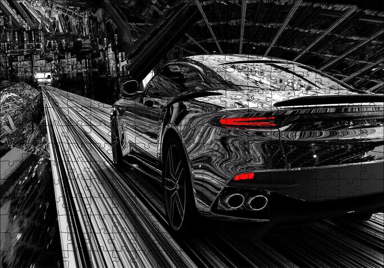 Aston Martin Superleggera Volante Siyah Puzzle Yapboz MDF Ahşap 255 Parça 34 cm X 49 cm