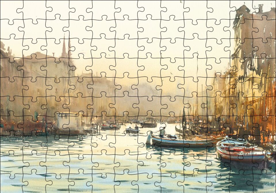 Tekne Şehir Manzara Puzzle Yapboz MDF Ahşap