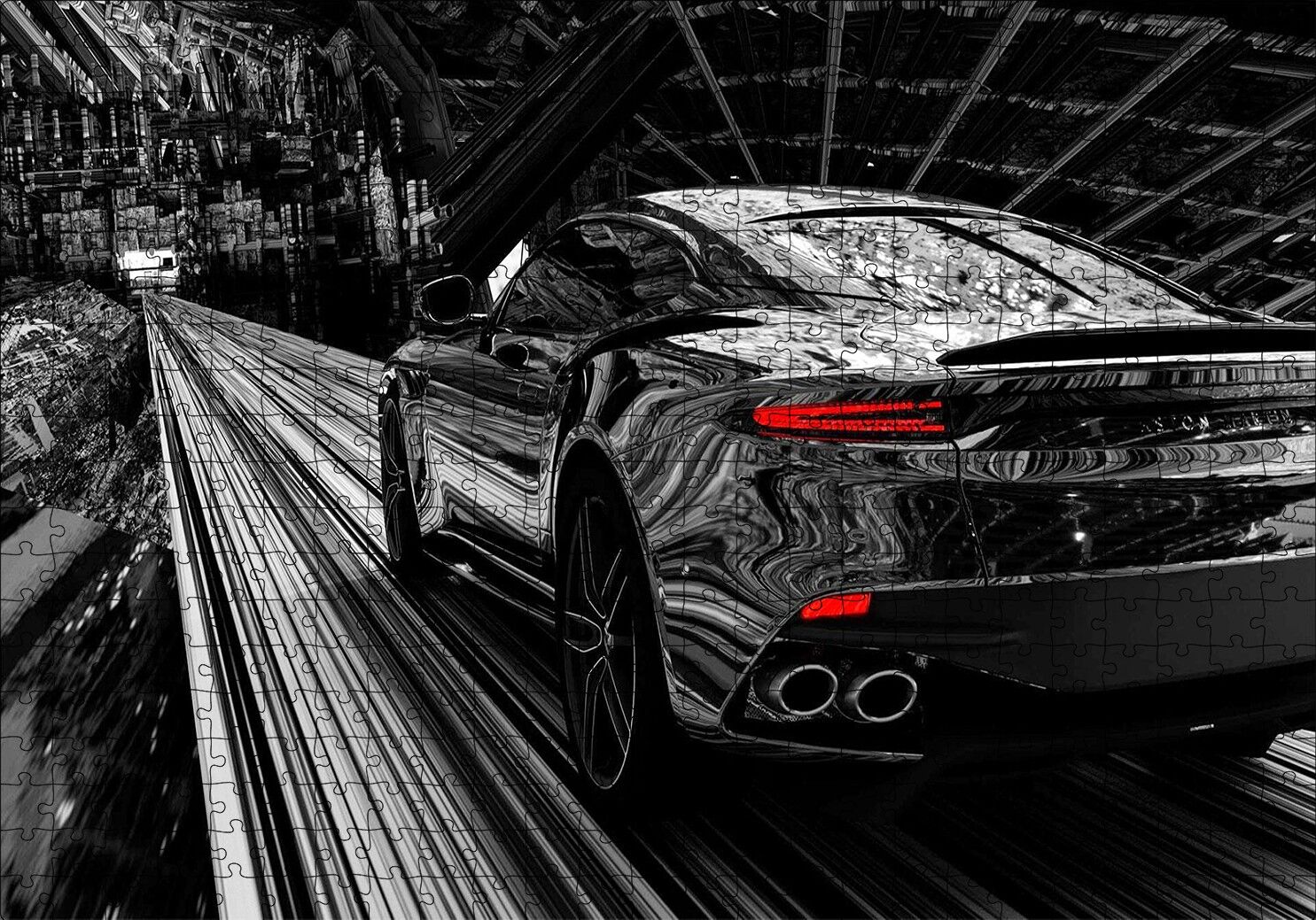 Aston Martin Superleggera Volante Siyah Puzzle Yapboz MDF Ahşap 500 Parça 49 cm X 68 cm